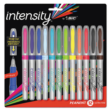 BIC® Intensity Ultra Fine Tip Permanent Marker, Extra-fine Needle Tip, Assorted Colors, Dozen freeshipping - TVN Wholesale